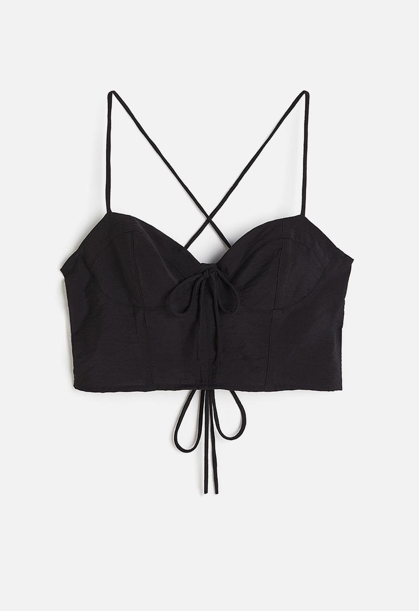 H&M - Cropped bustier top - black