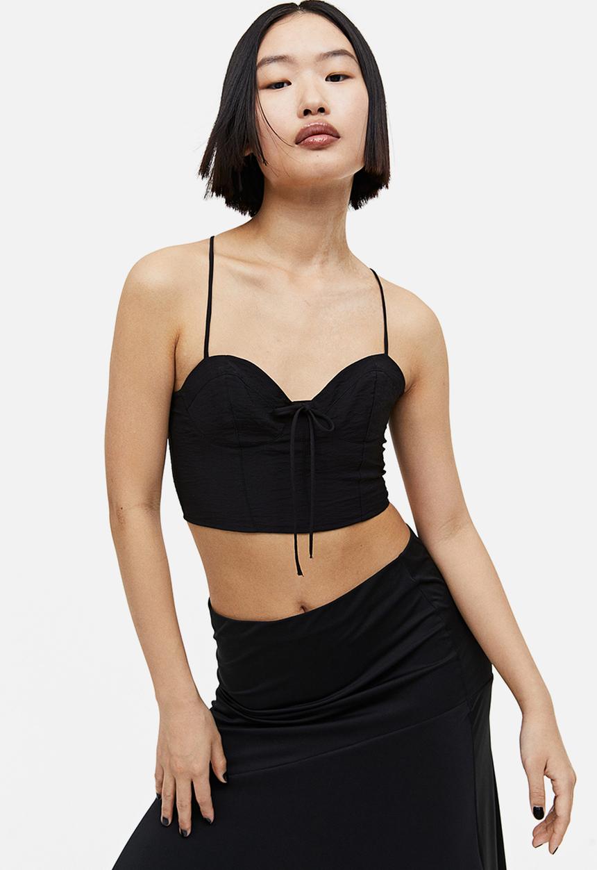 H&M - Cropped bustier top - black