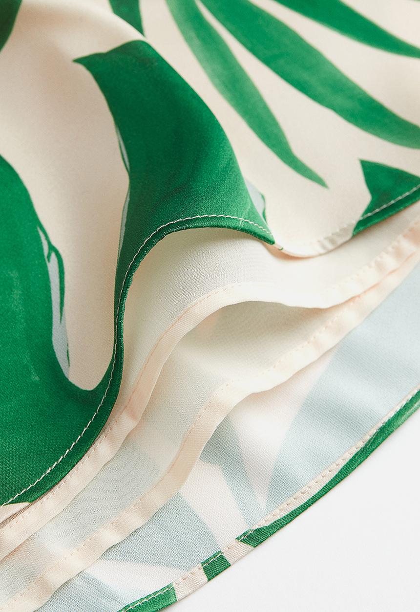 H&M - Satin cami top - beige & green