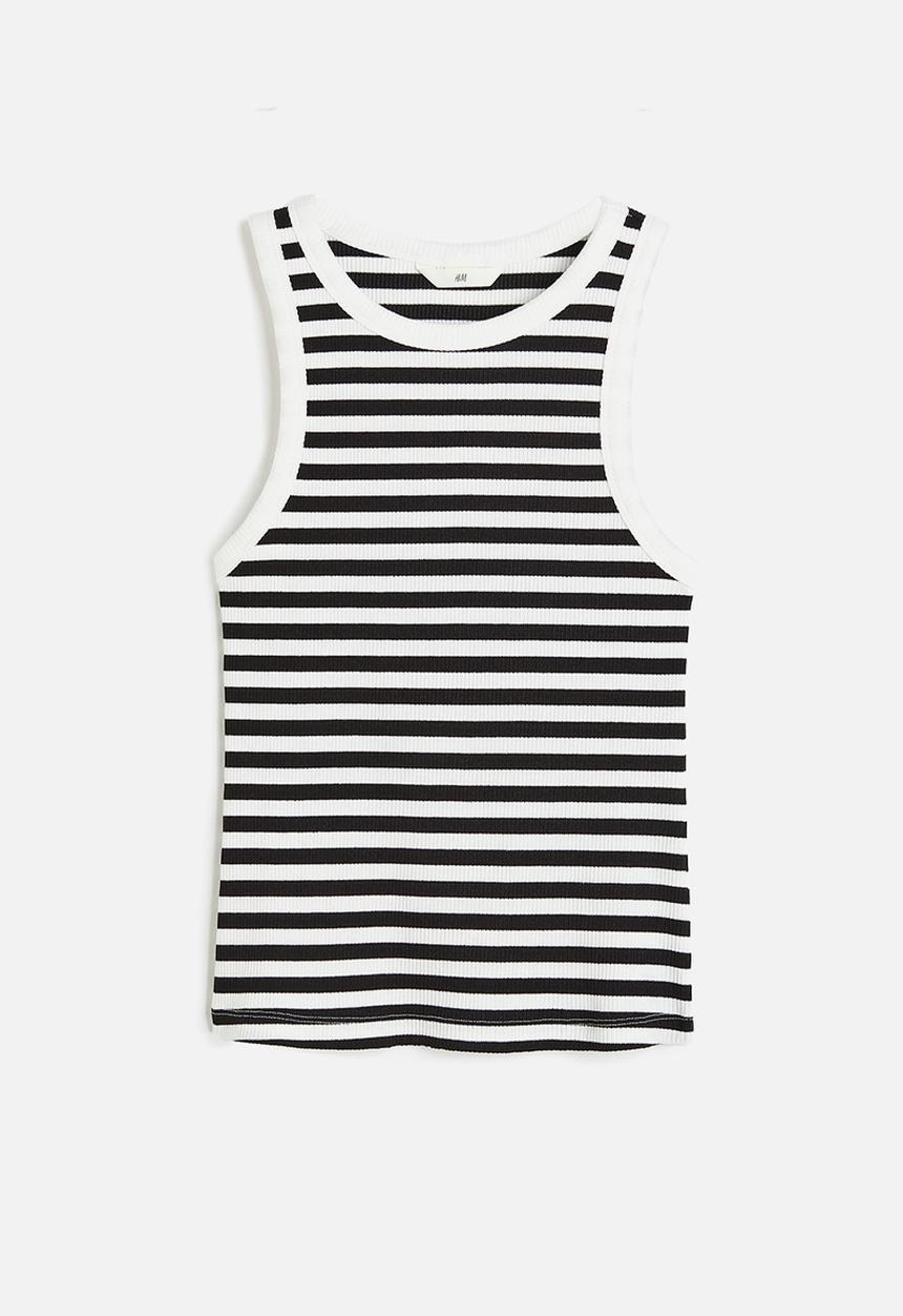 H&M - Ribbed vest top - white & black 