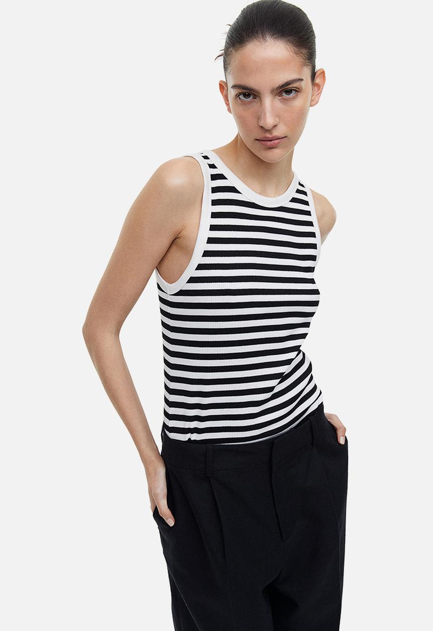H&M - Ribbed vest top - white & black 