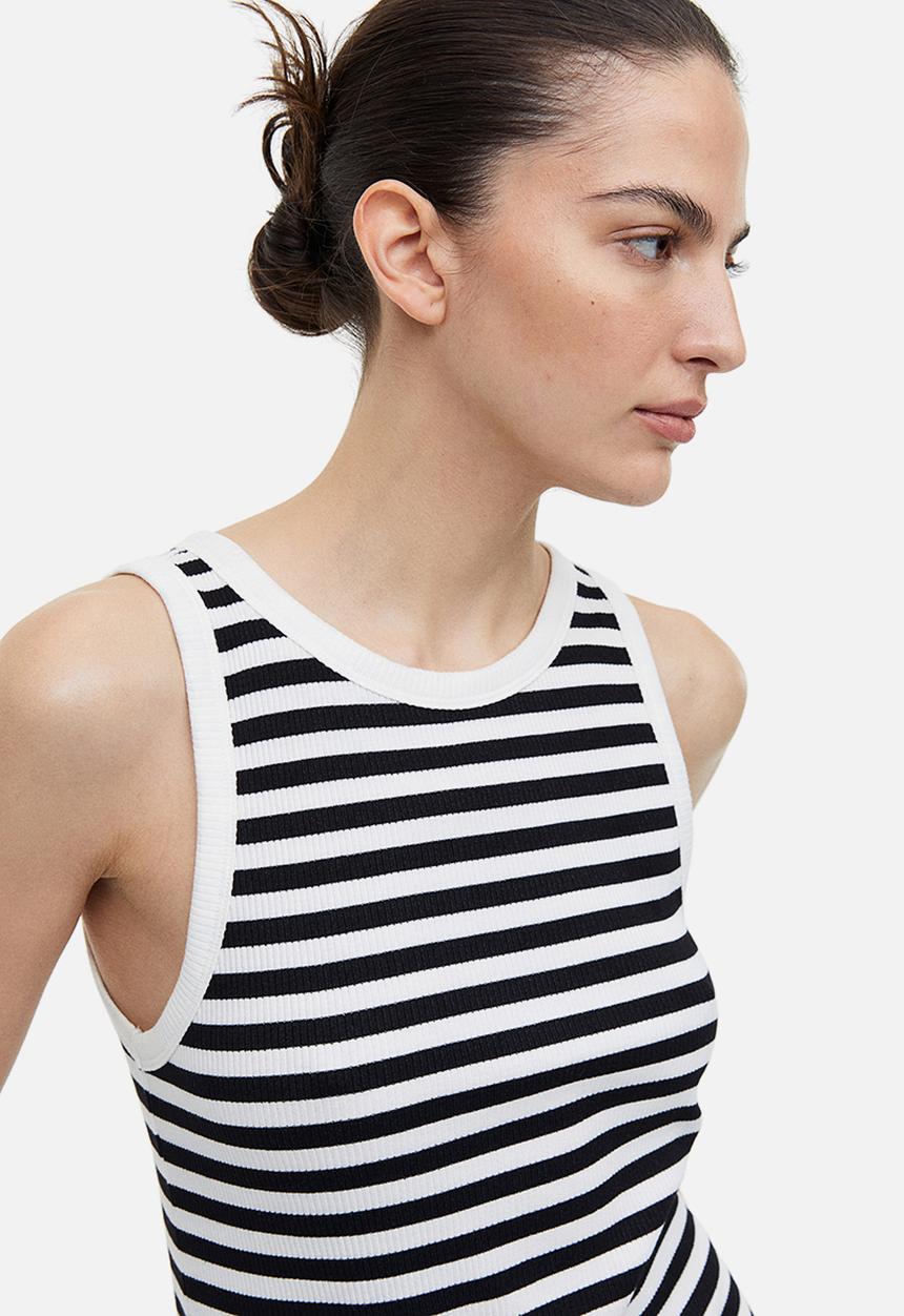 H&M - Ribbed vest top - white & black 