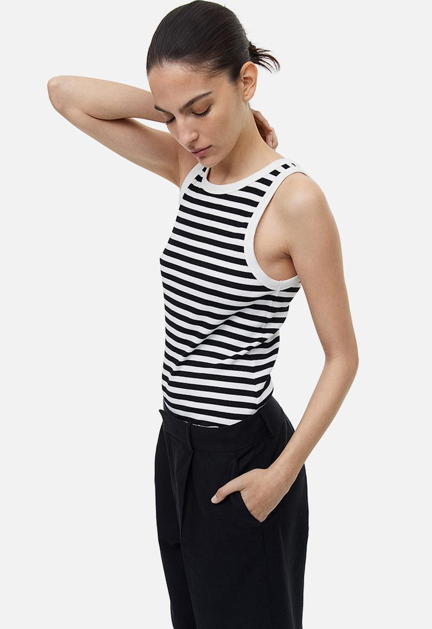 H&M - Ribbed vest top - white & black 
