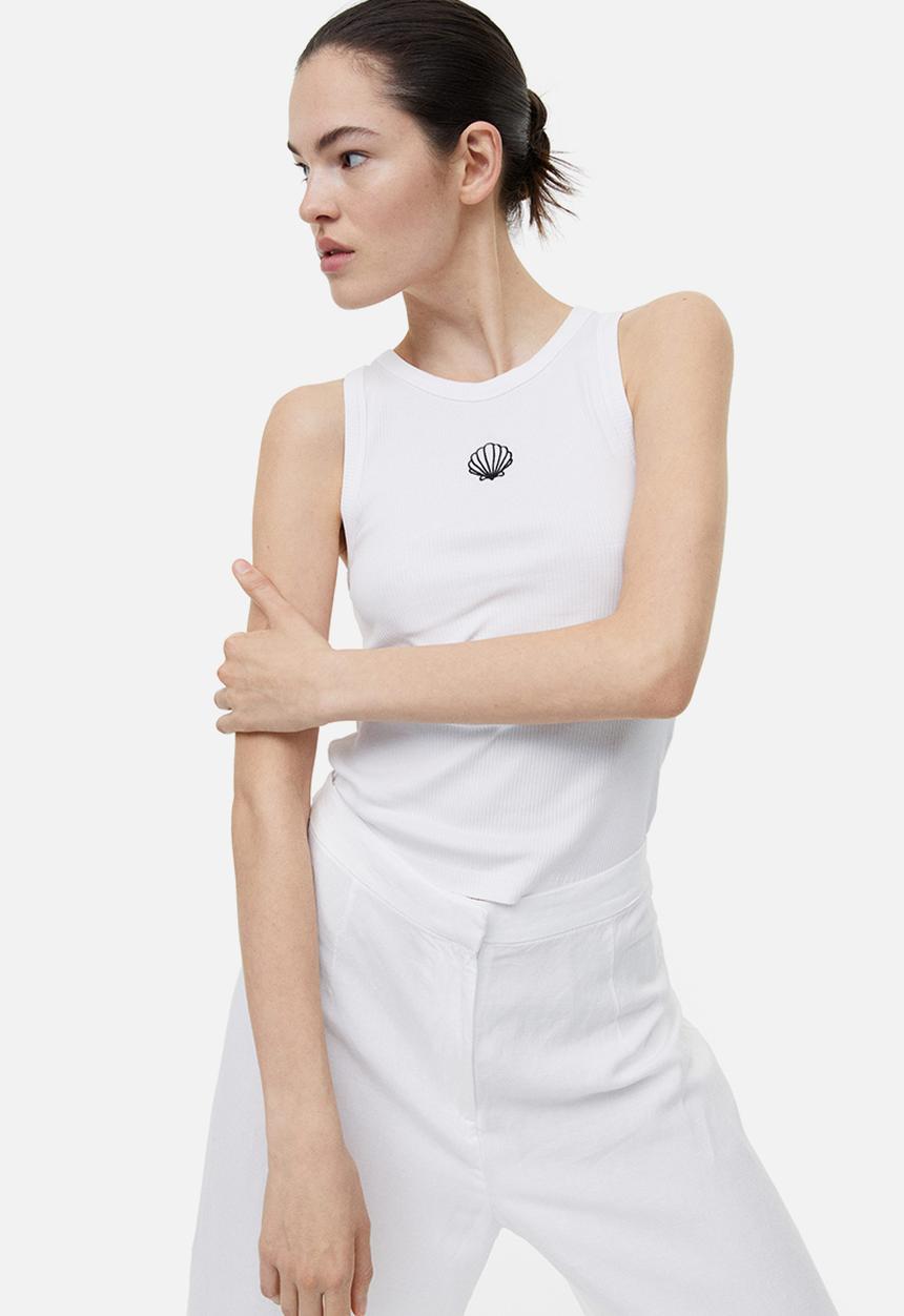 H&M - Ribbed vest top - white