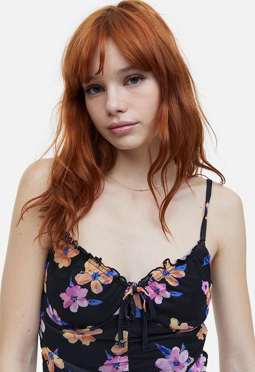 H&M - Draped dress - black floral 