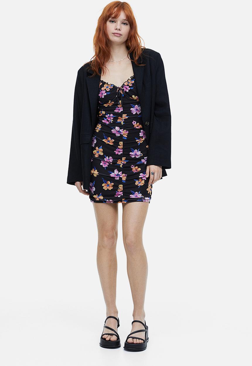 H&M - Draped dress - black floral 