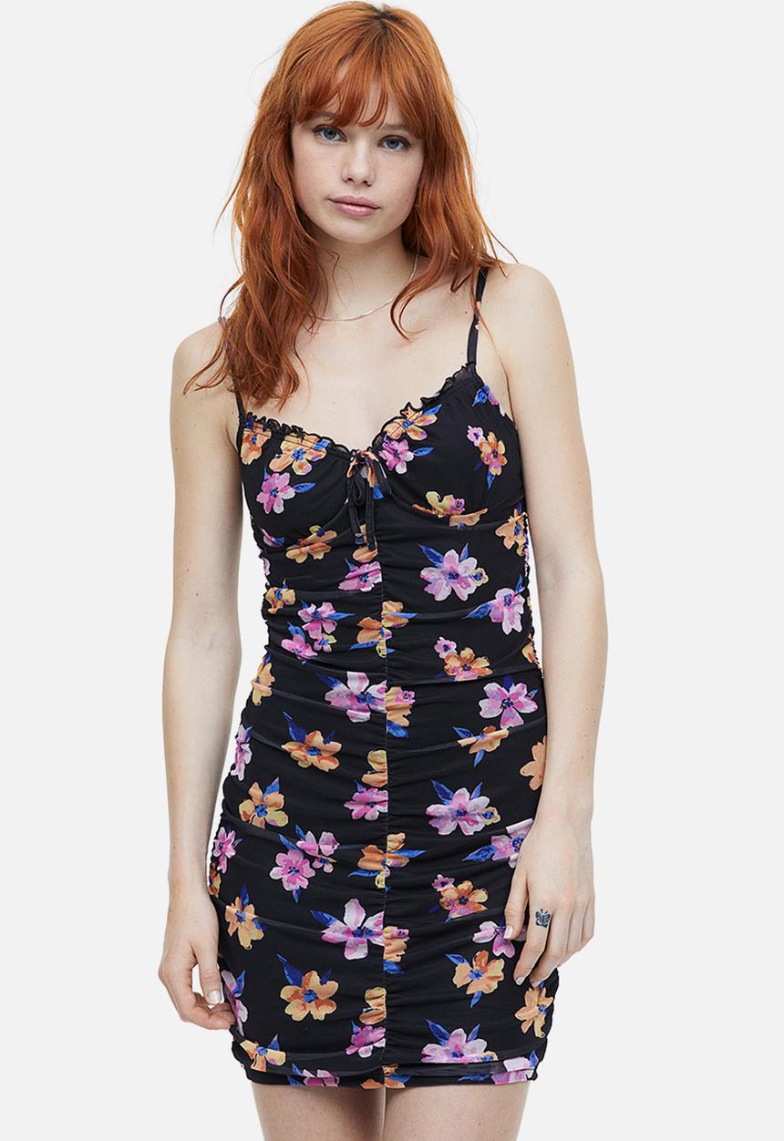H&M - Draped dress - black floral 