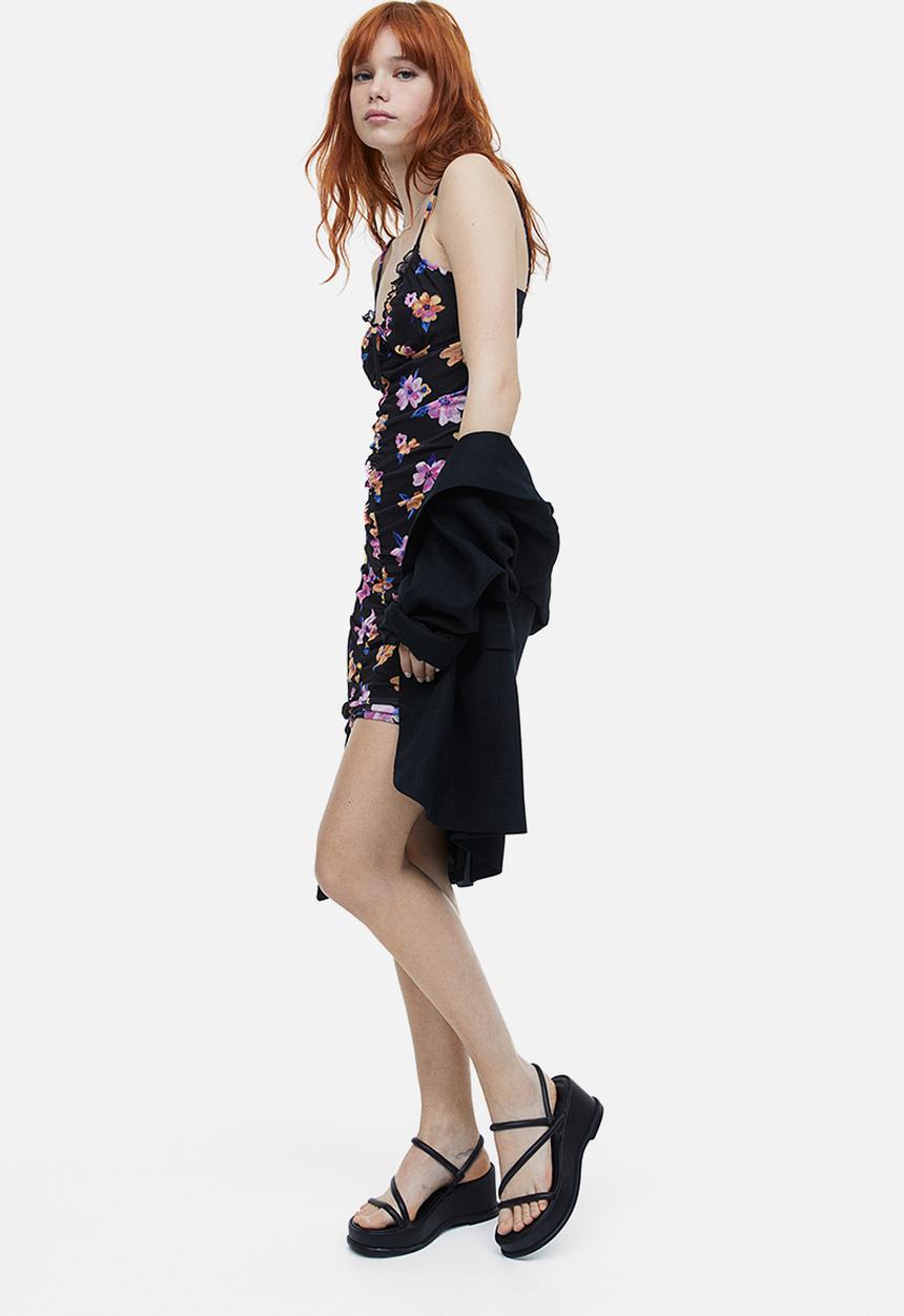 H&M - Draped dress - black floral 