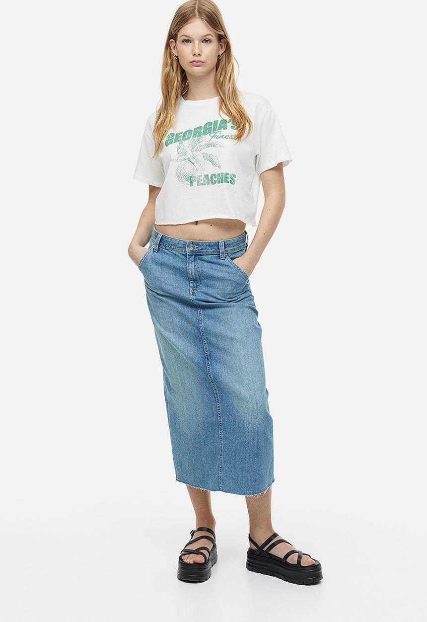 H&M - Cropped printed t-shirt - white