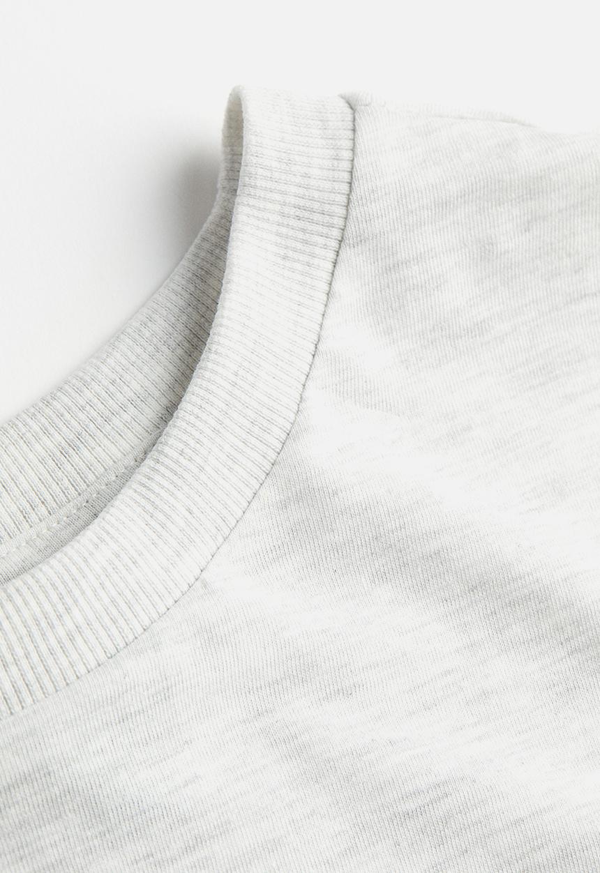 H&M - Cropped printed t-shirt - grey