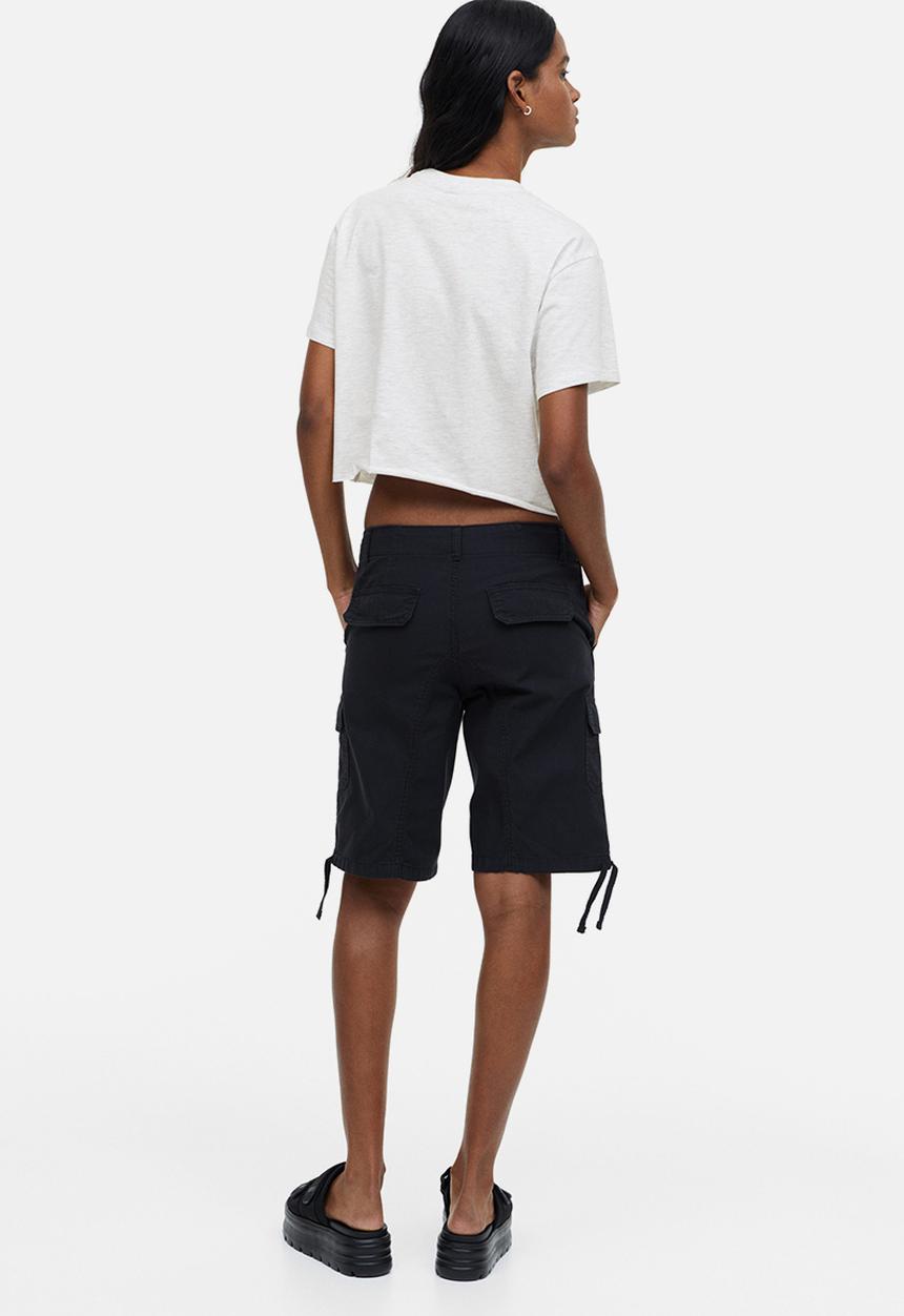 H&M - Cropped printed t-shirt - grey