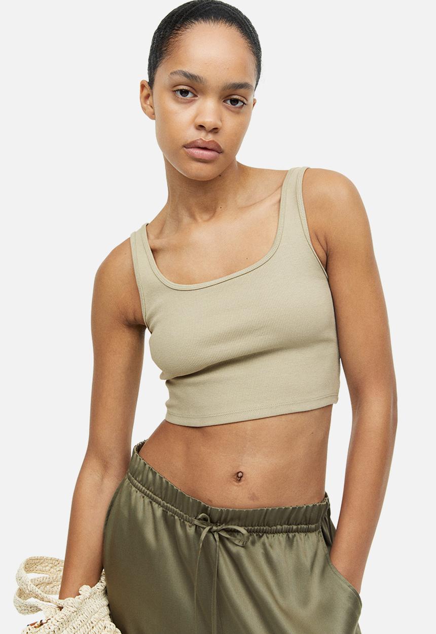 H&M - Cropped vest top - green