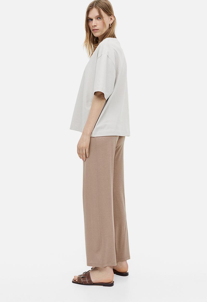 H&M - Cropped jersey trousers - beige