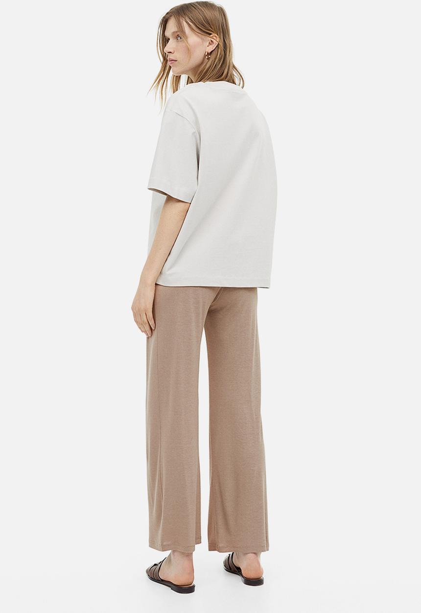 H&M - Cropped jersey trousers - beige