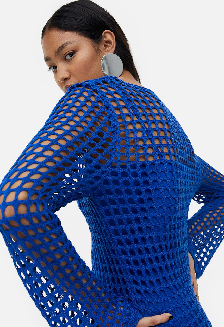 H&M - Hole-knit dress - blue