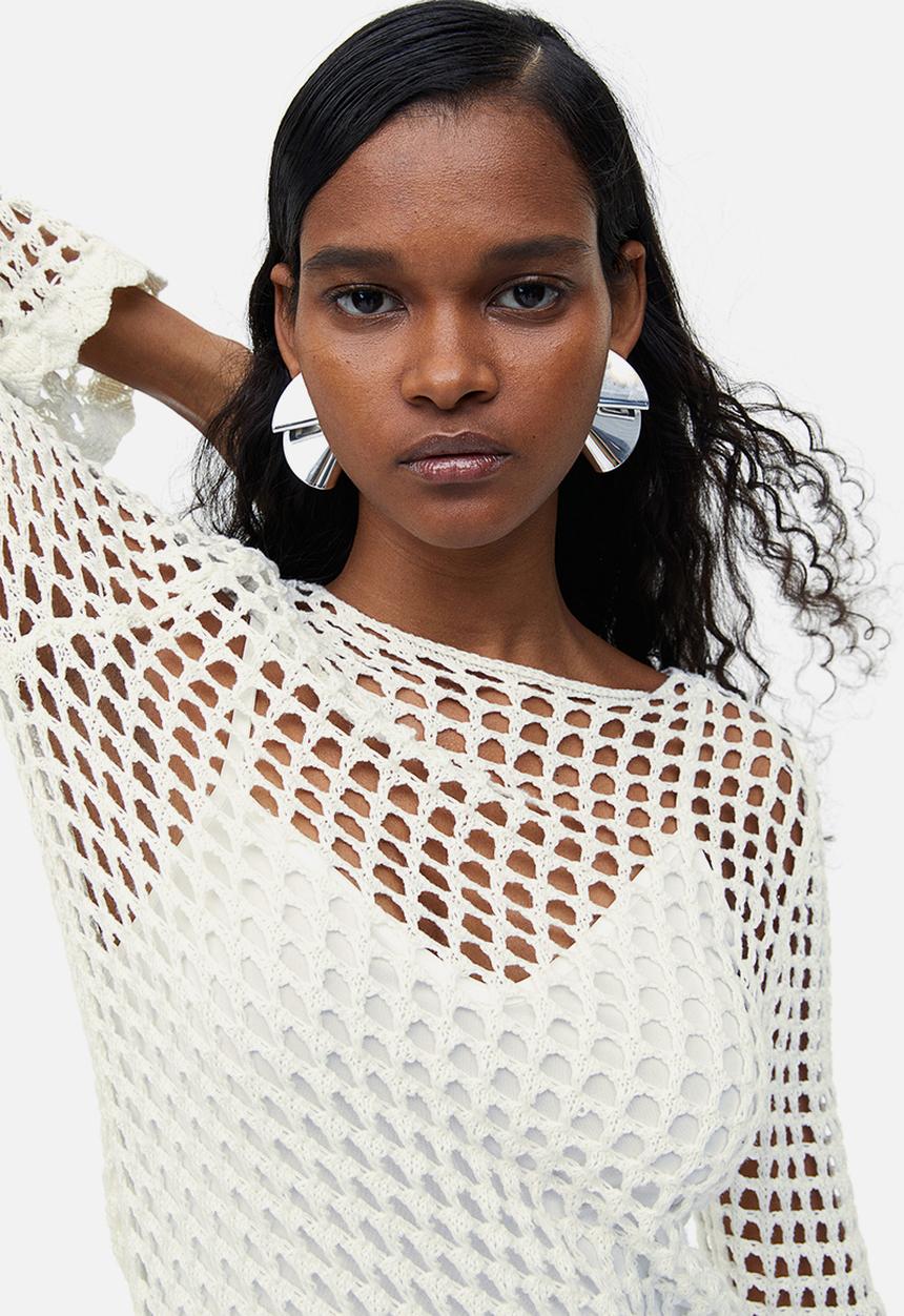 H&M - Hole-knit dress - white