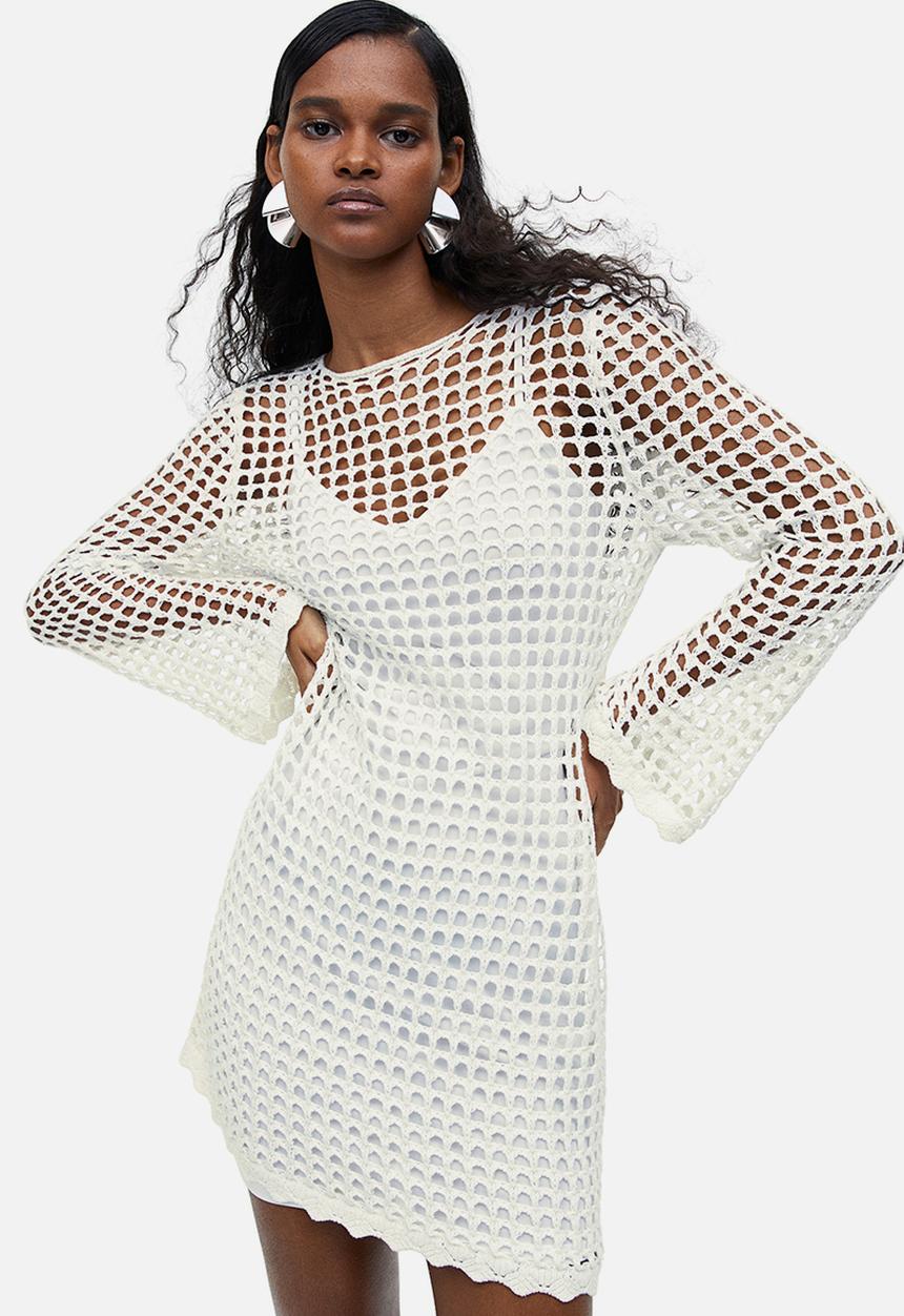 H&M - Hole-knit dress - white