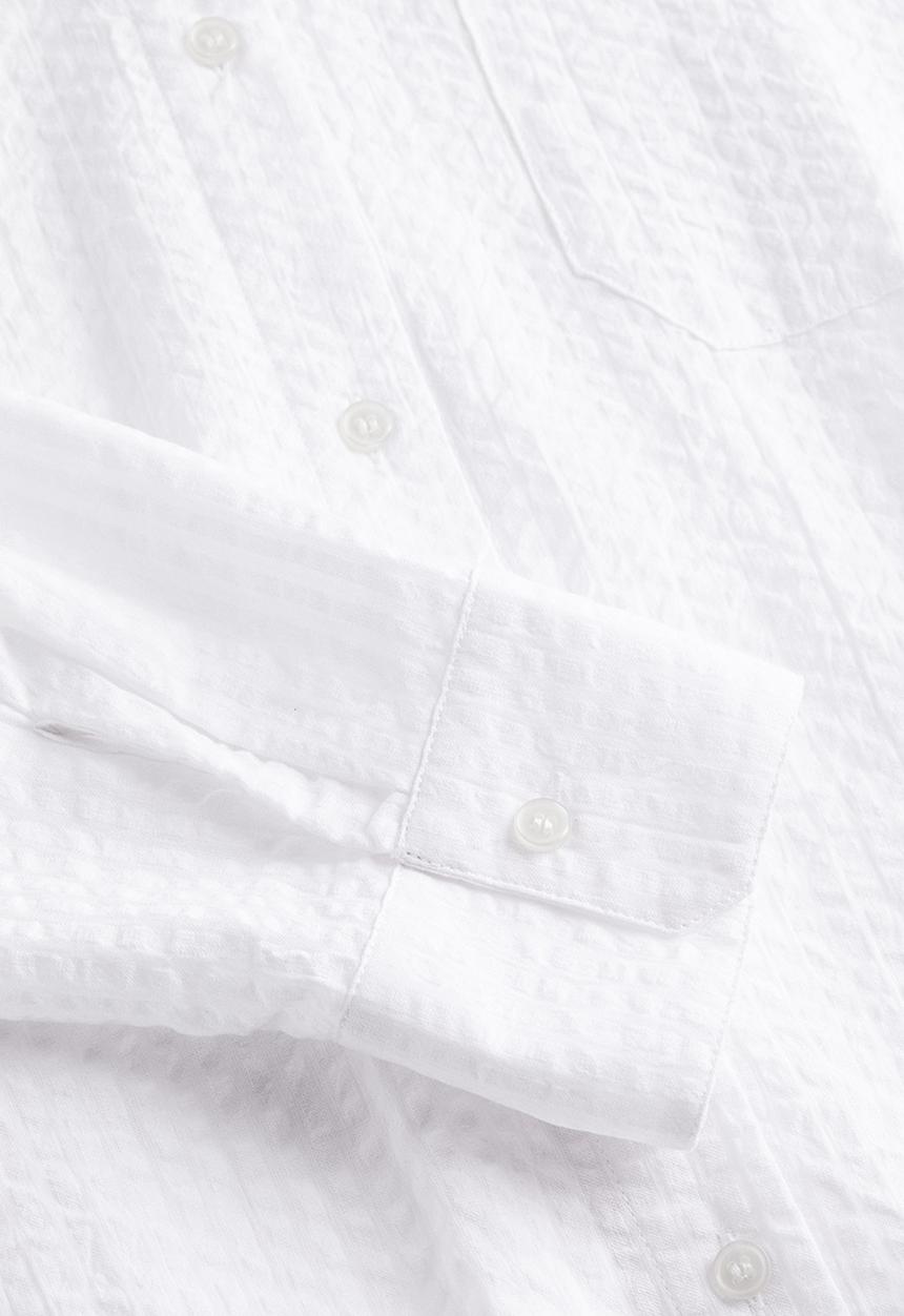 H&M - Oversized seersucker shirt - white