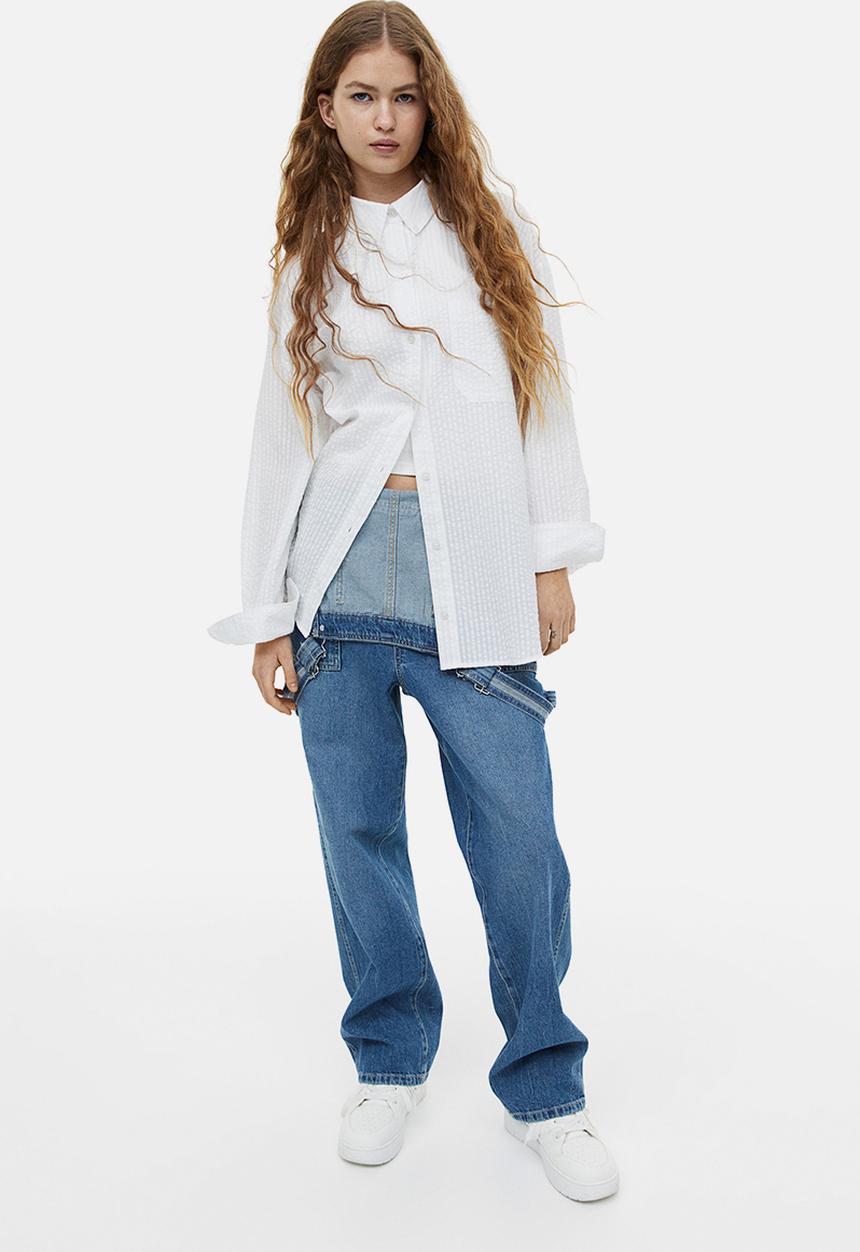 H&M - Oversized seersucker shirt - white
