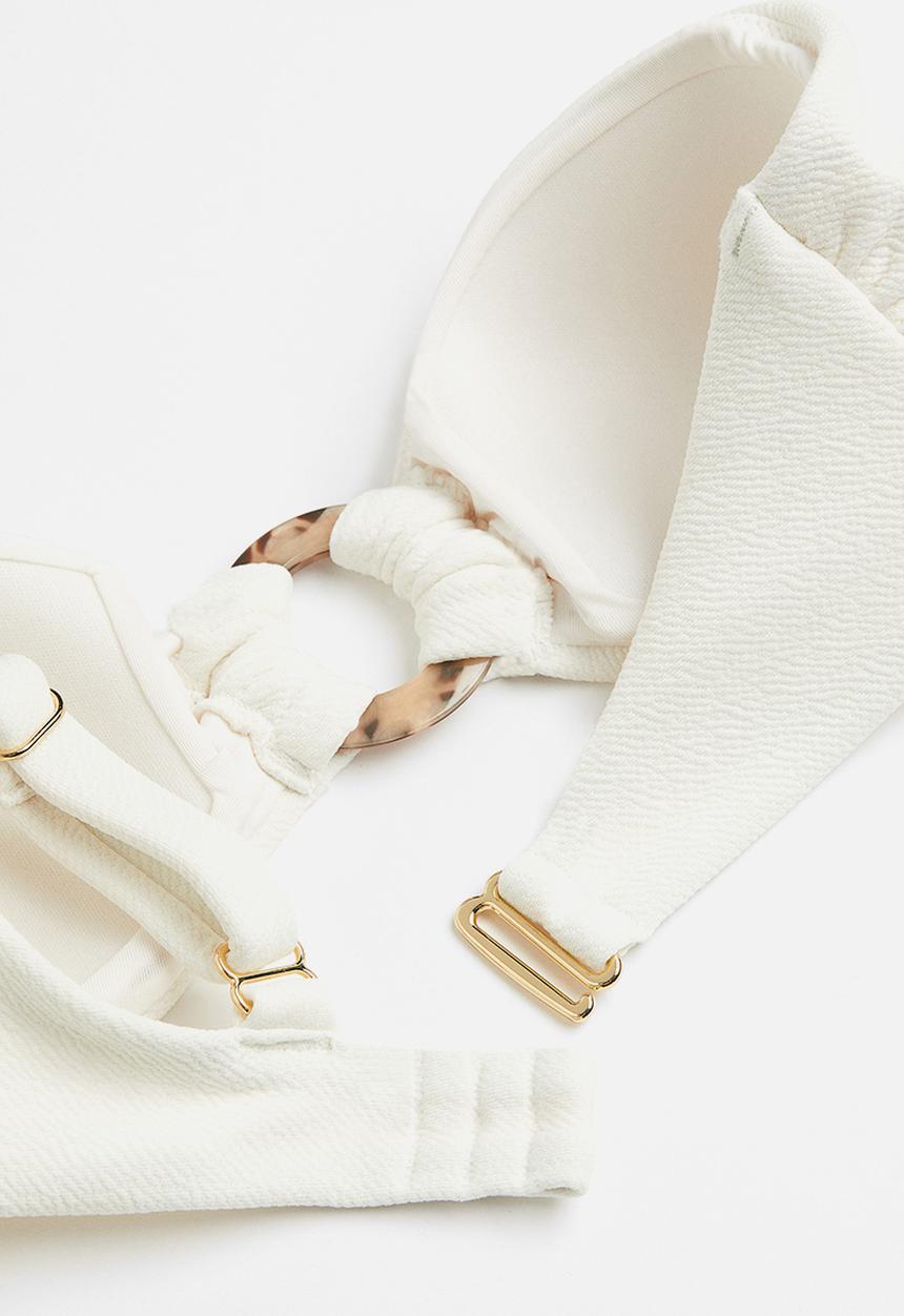 H&M - Padded one-shoulder bikini top - white