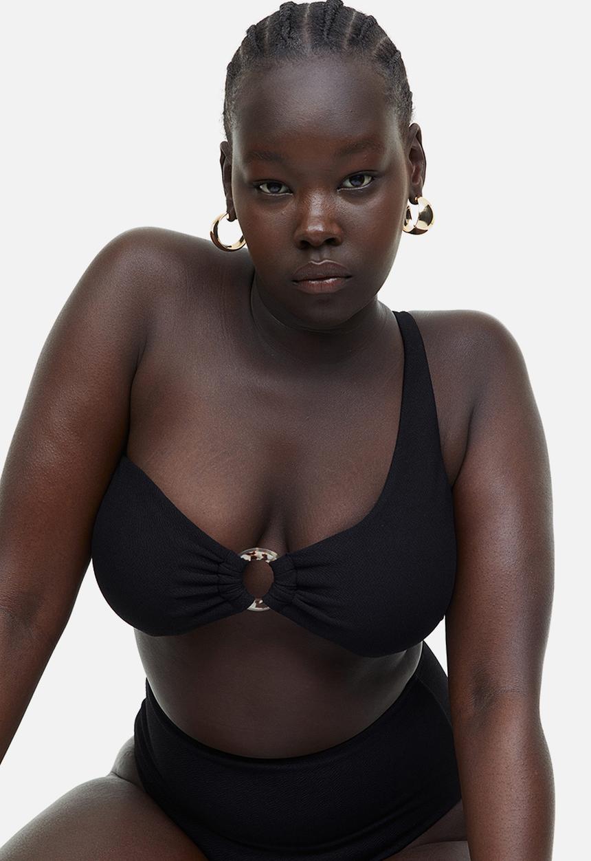 H&M - Padded one-shoulder bikini top - black