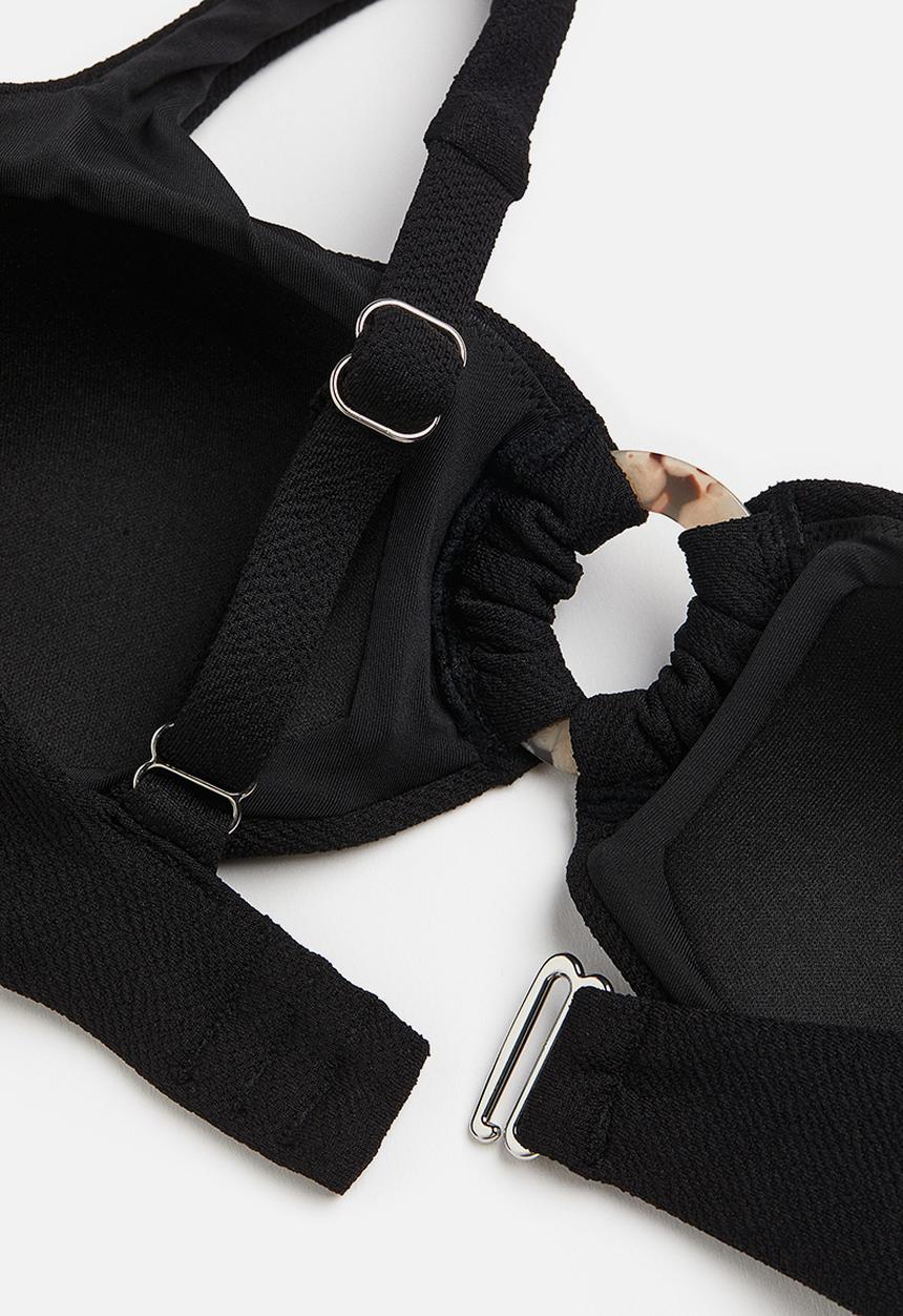 H&M - Padded one-shoulder bikini top - black