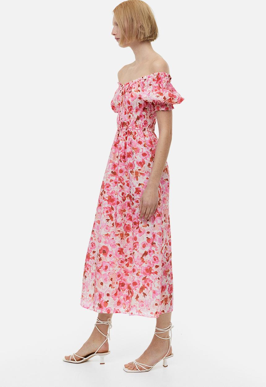 H&M - Off-the-shoulder dress - light pink floral 