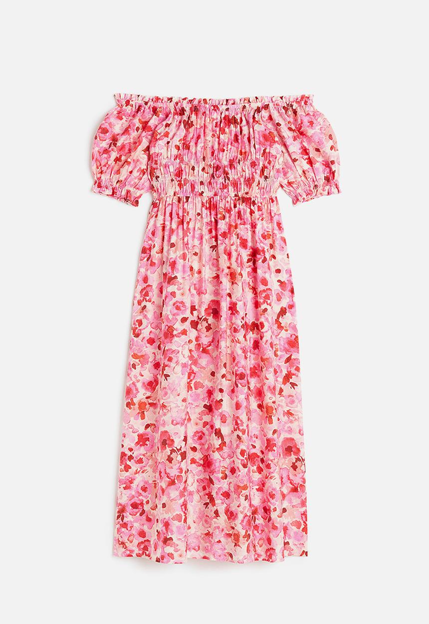 H&M - Off-the-shoulder dress - light pink floral 