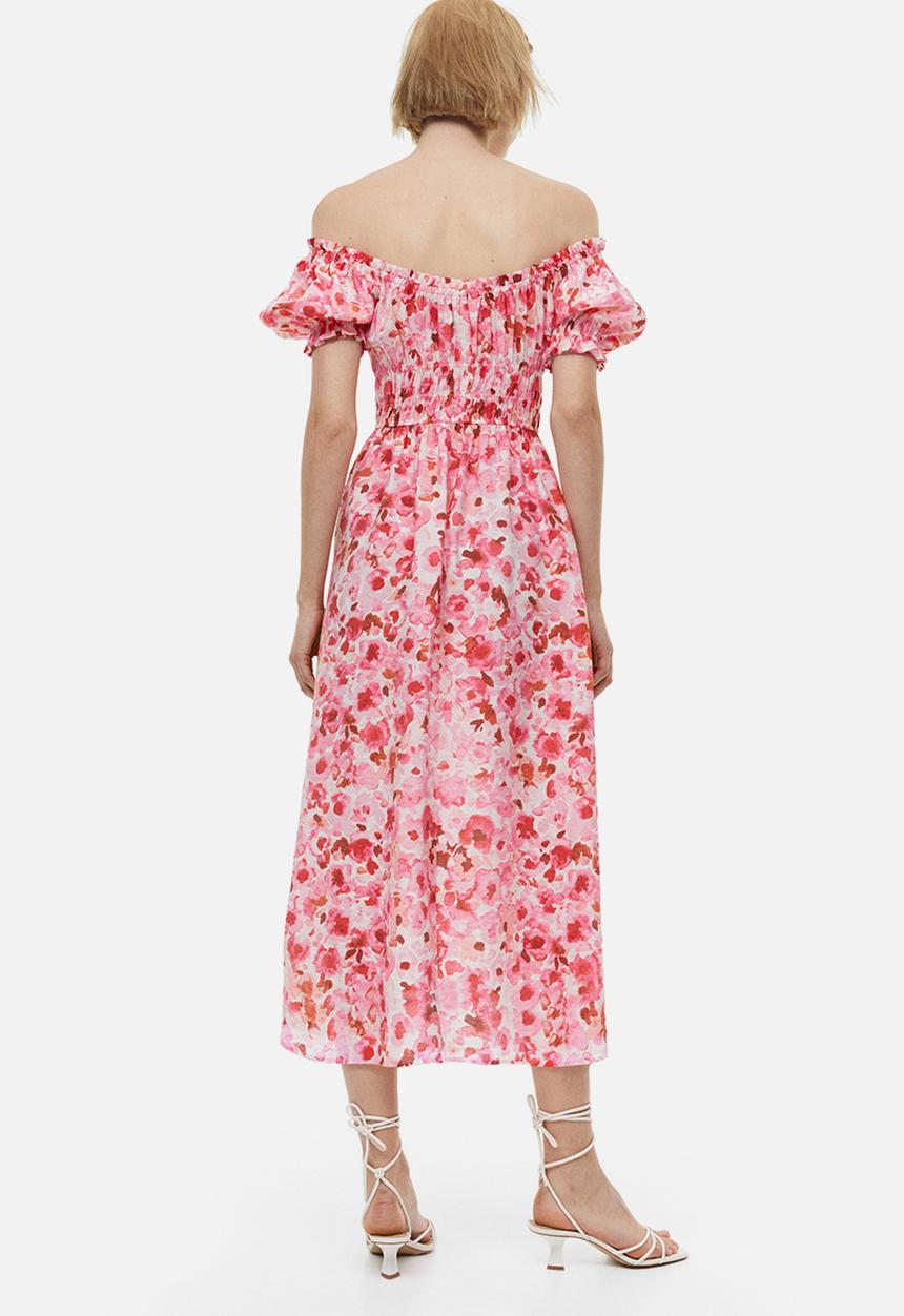 H&M - Off-the-shoulder dress - light pink floral 