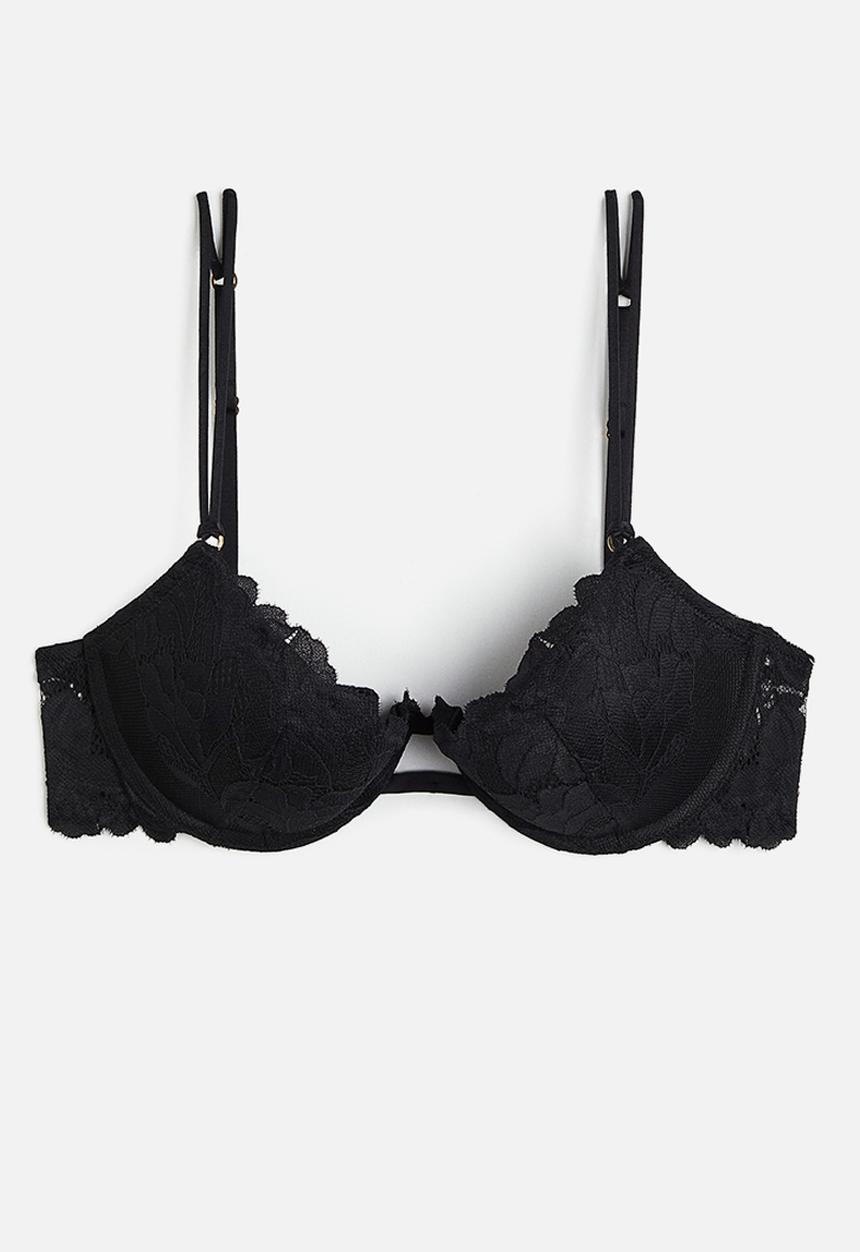 H&M - Lace push-up bra - black