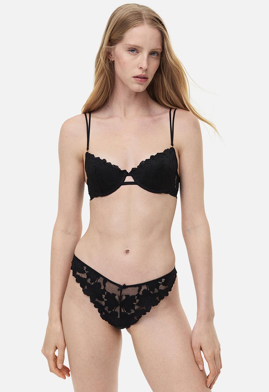 H&M - Lace push-up bra - black