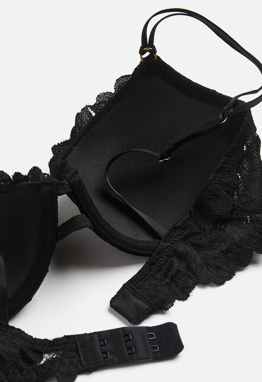 H&M - Lace push-up bra - black