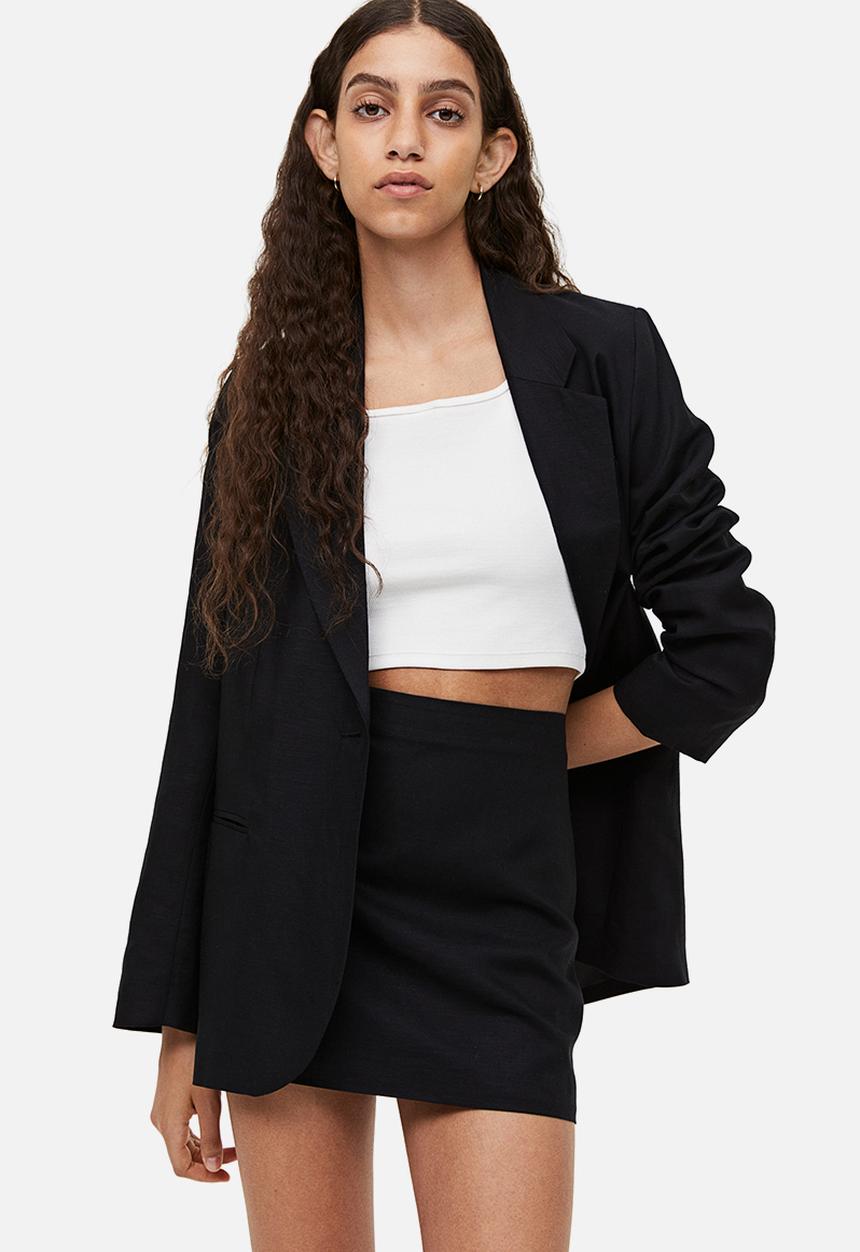 H&M - Linen-blend mini skirt - black