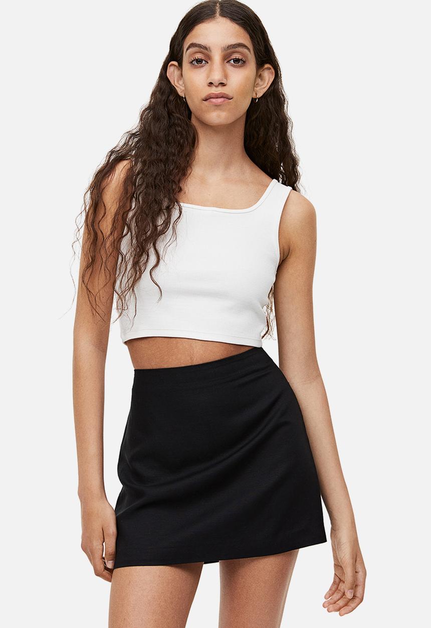 H&M - Linen-blend mini skirt - black