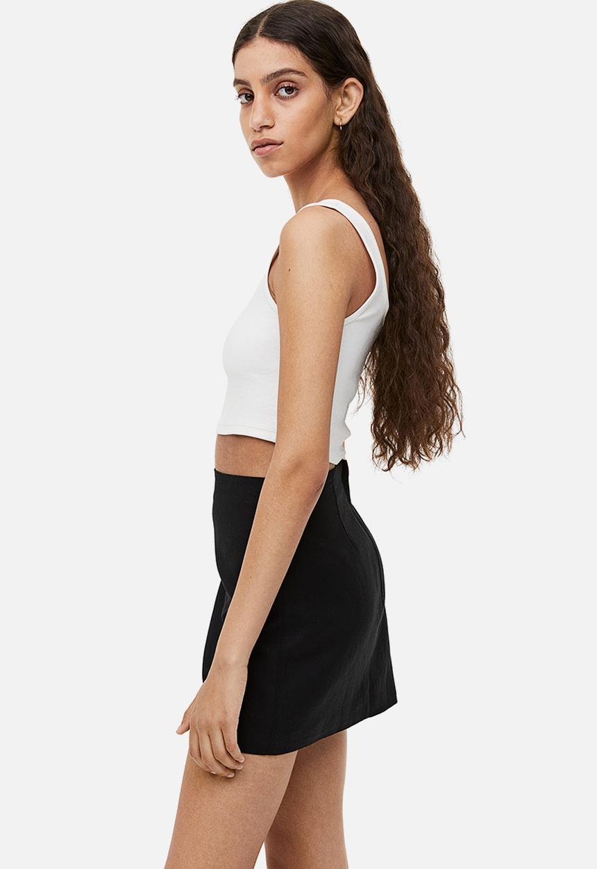 H&M - Linen-blend mini skirt - black