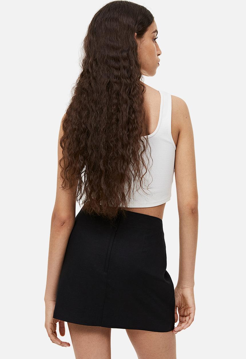 H&M - Linen-blend mini skirt - black