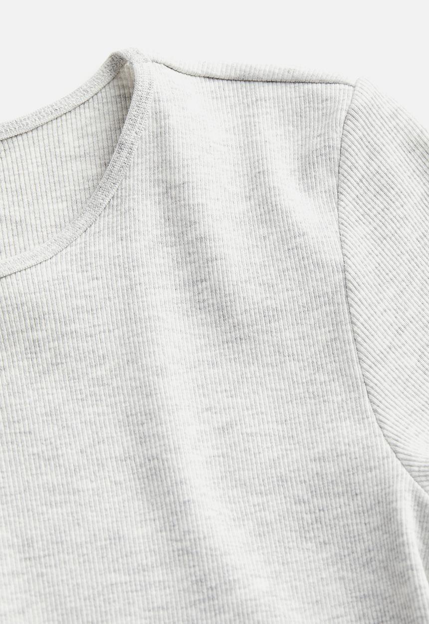 H&M - Ribbed T-shirt - light grey marl