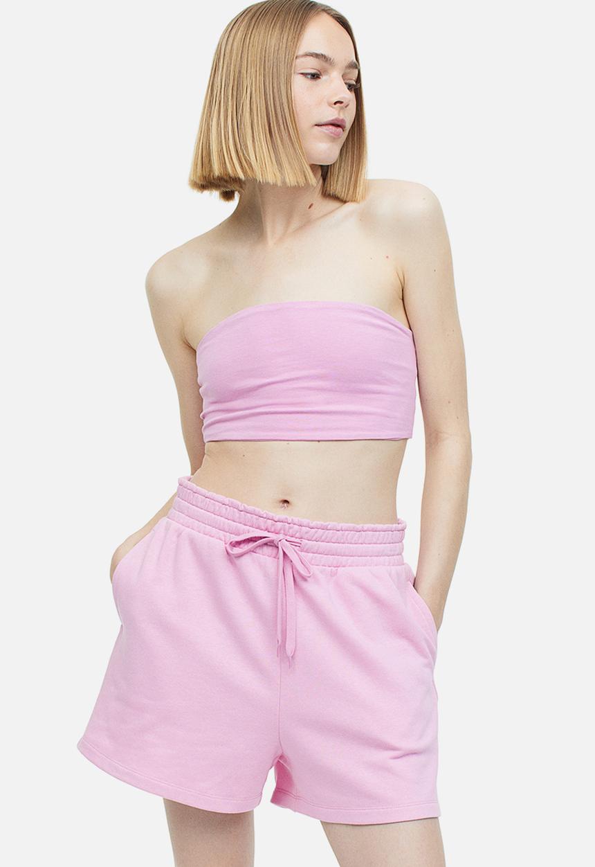 H&M - Paper bag sweatshirt shorts - light pink