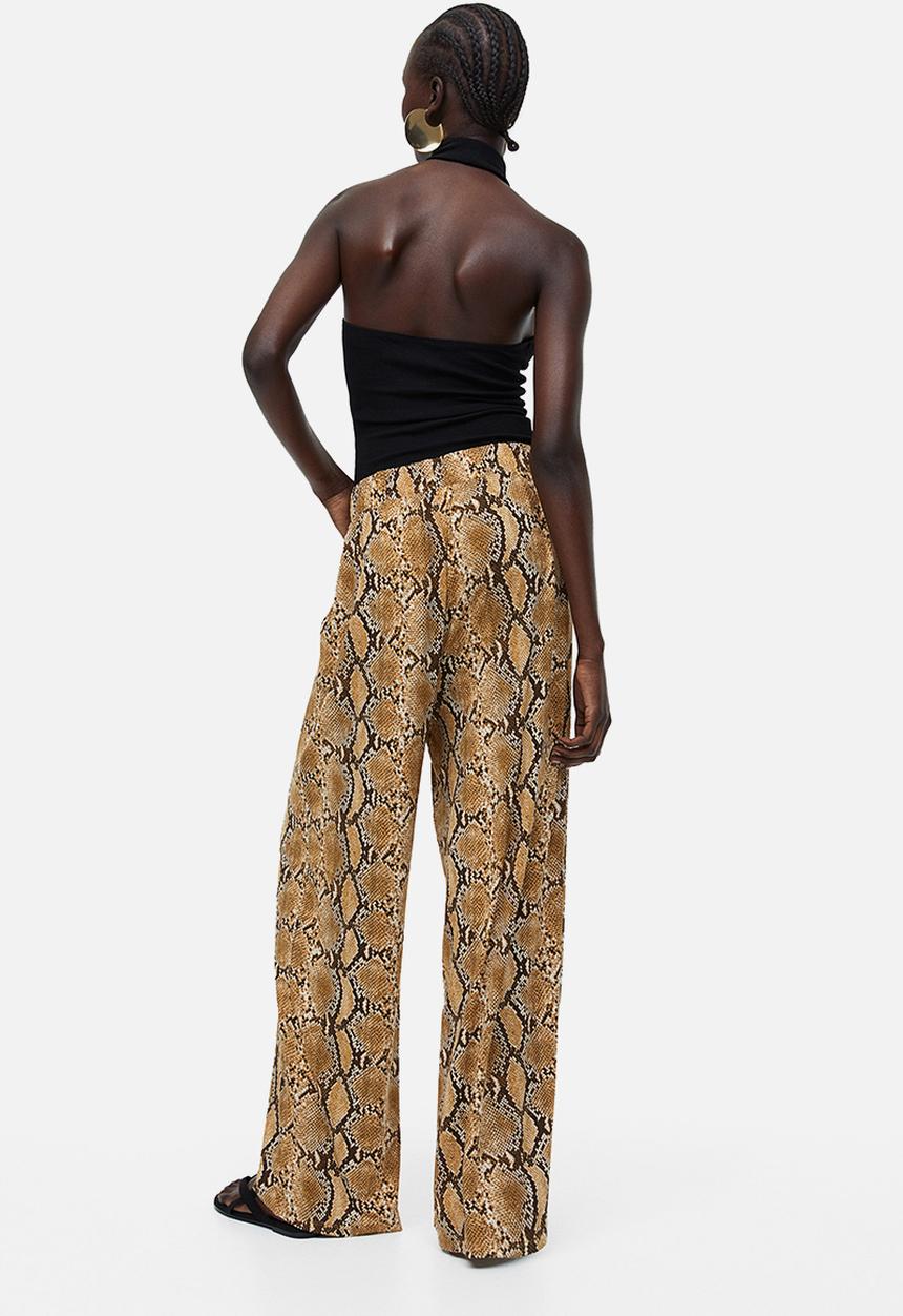 H&M - Pull-on jersey trousers - brown snakeskin patterned