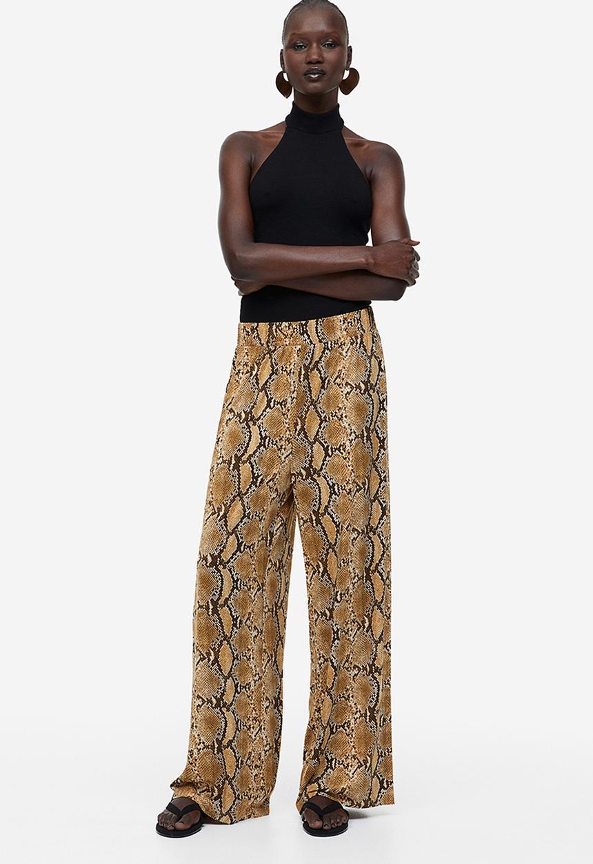 H&M - Pull-on jersey trousers - brown snakeskin patterned