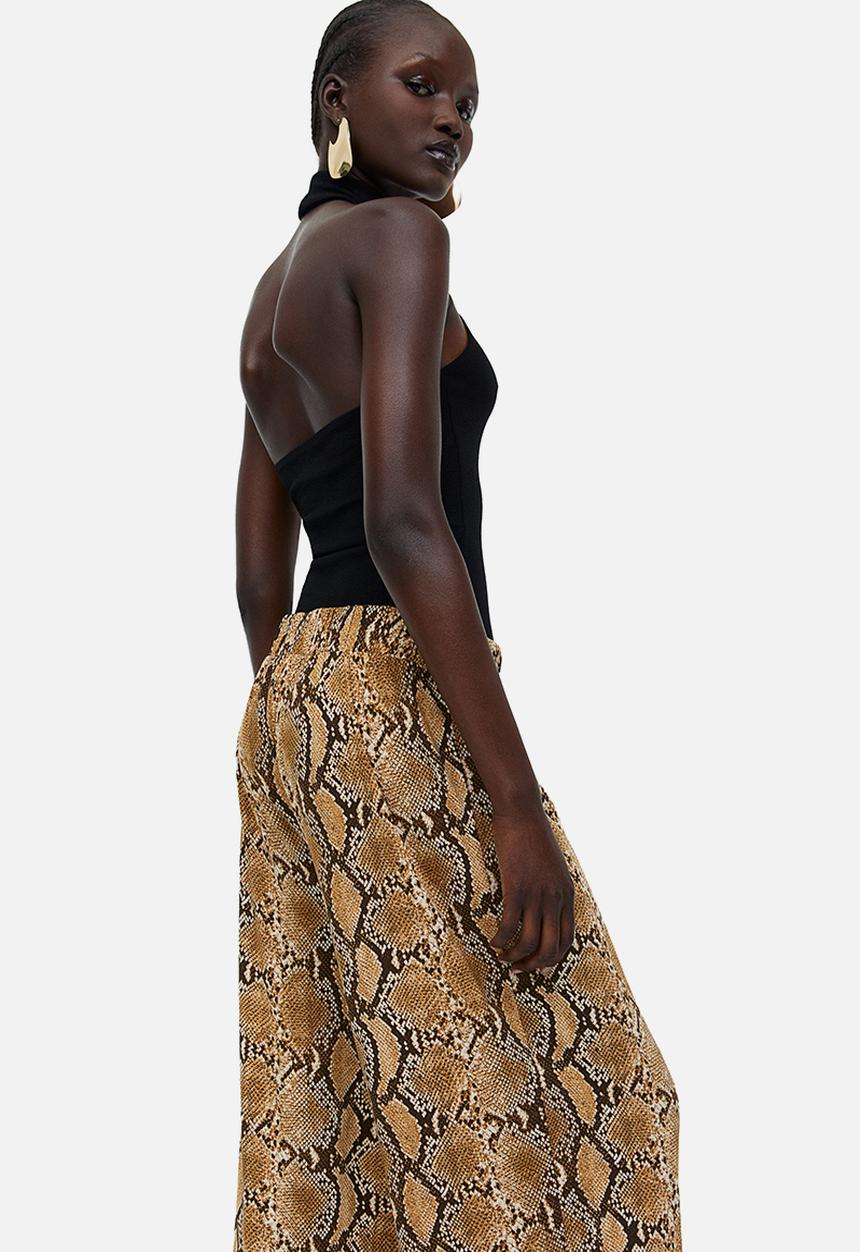 H&M - Pull-on jersey trousers - brown snakeskin patterned