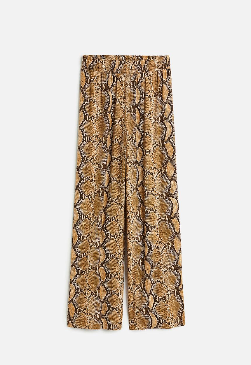H&M - Pull-on jersey trousers - brown snakeskin patterned