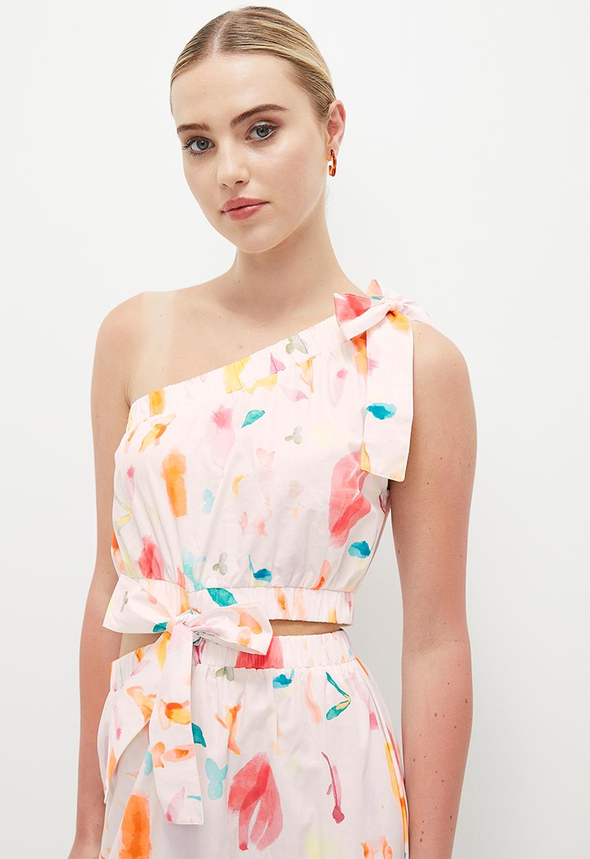 MILLA - Asym fit and flare with side cutout - painterly floral