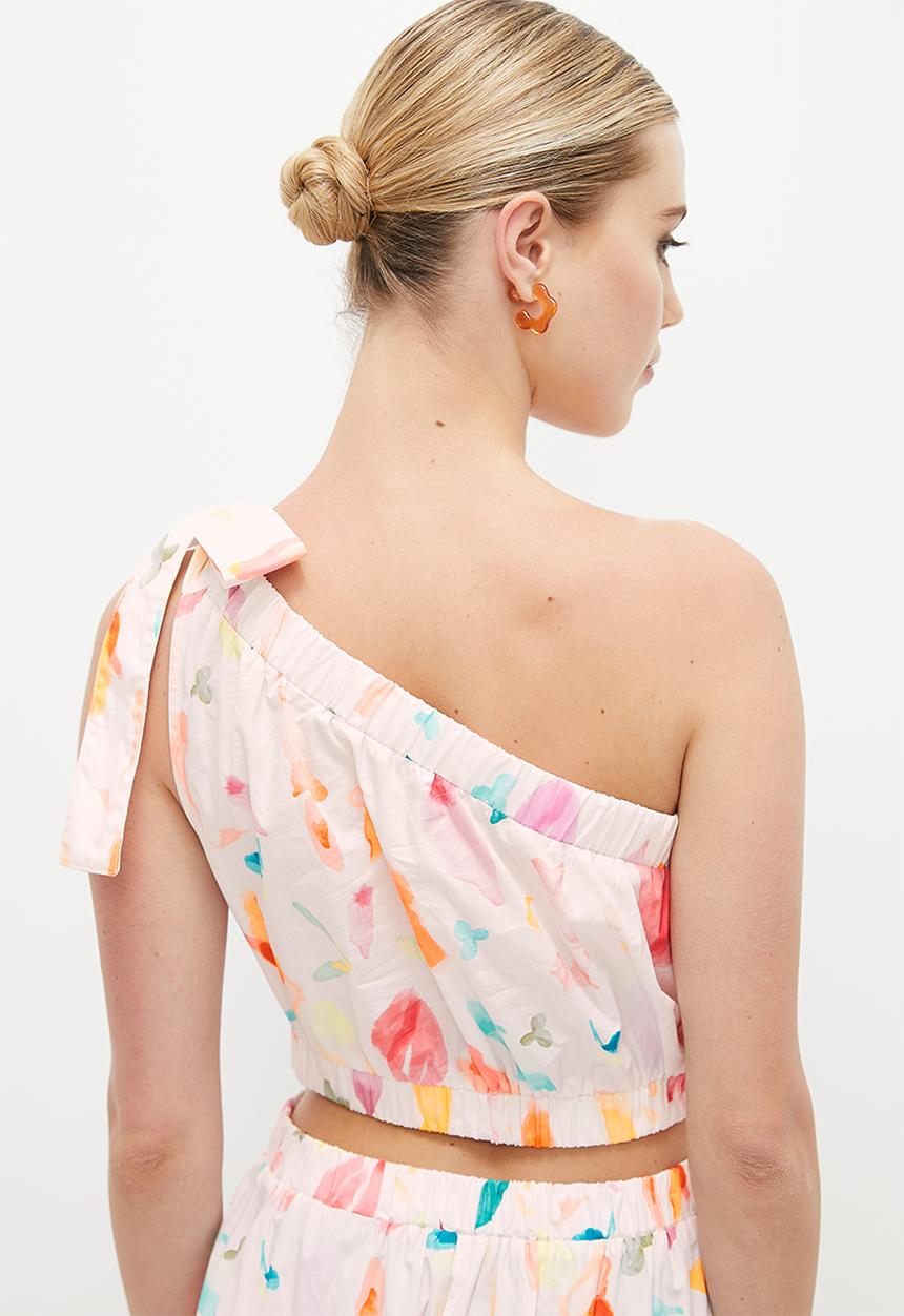 MILLA - Asym fit and flare with side cutout - painterly floral