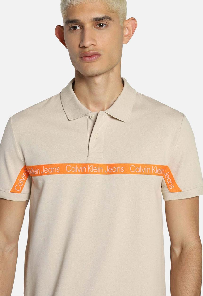 Calvin Klein - Logo tape polo - classic beige