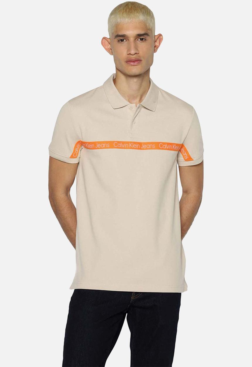 Calvin Klein - Logo tape polo - classic beige