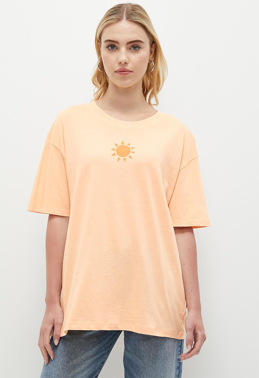 Cotton On - The Oversized Graphic Tee - Making Memories/Soft Peach