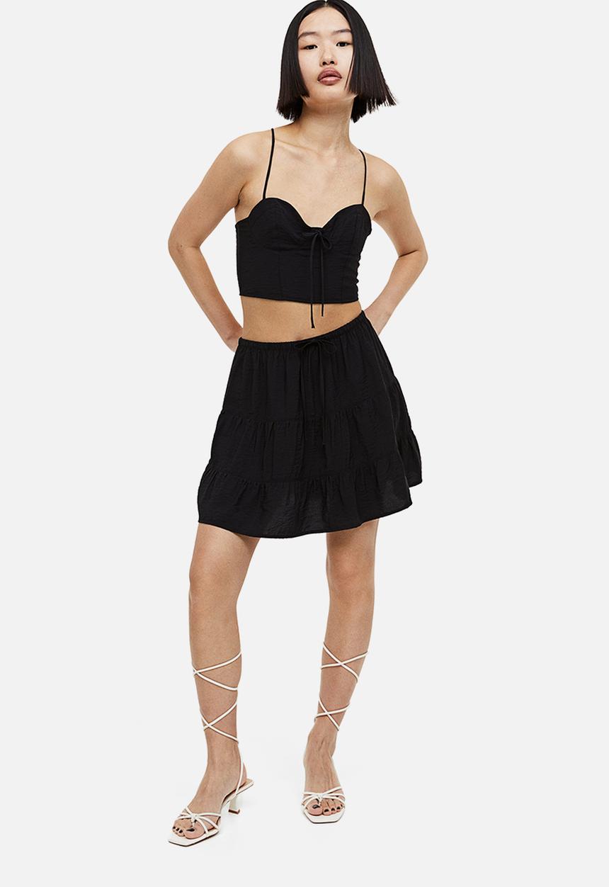H&M - Tiered mini skirt - black