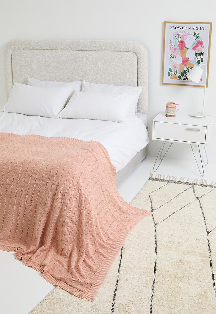 Sixth Floor - Rita knitted throw - dusty coral