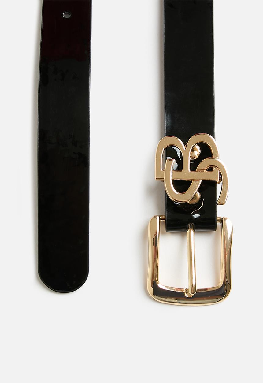 SISSY BOY - Patent belt with sb logo - black